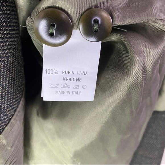 Davide Cenci 100% Wool Green Button Front Blazer - Picture 5 of 9